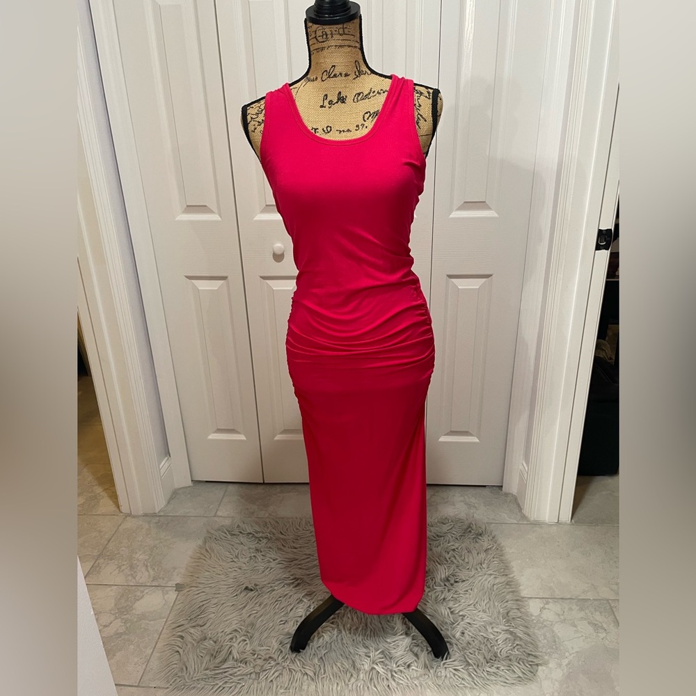 VENUS Pink Ruched Bodycon Maxi Dress Sz S